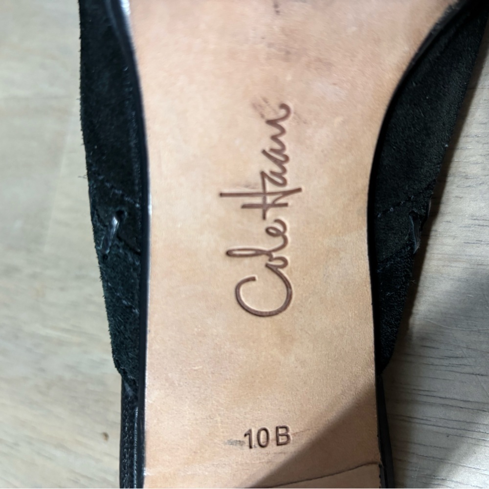 Cole Haan Women's Black Suede Mules size 10 B size 3.5” heal - Picture 3 of 7